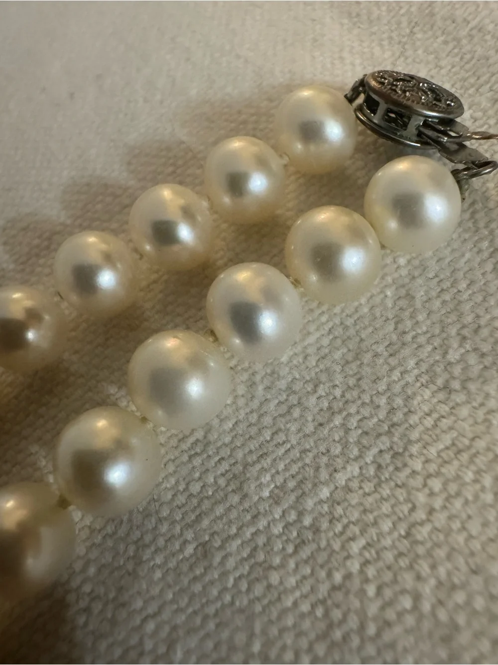 💲💲Genuine Round Pearl Individually Strung Short Necklace 17”